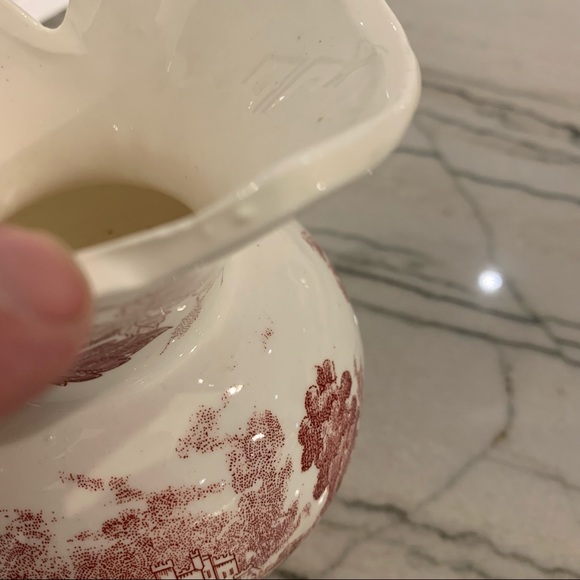 Vintage Johnson Bros Red Transferware Pitcher - Picture 8 of 10